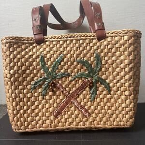 Cappelli Straworld Palm Tree Tote Bag Purse OS